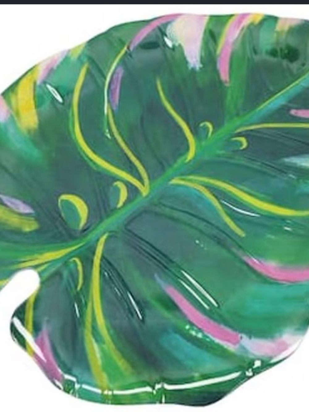 New pink jungle leaf plastic platter
